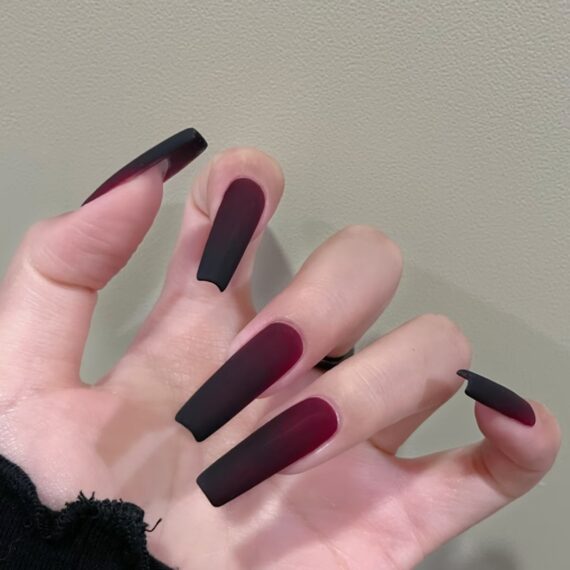 black-red-ombre-matte-nails