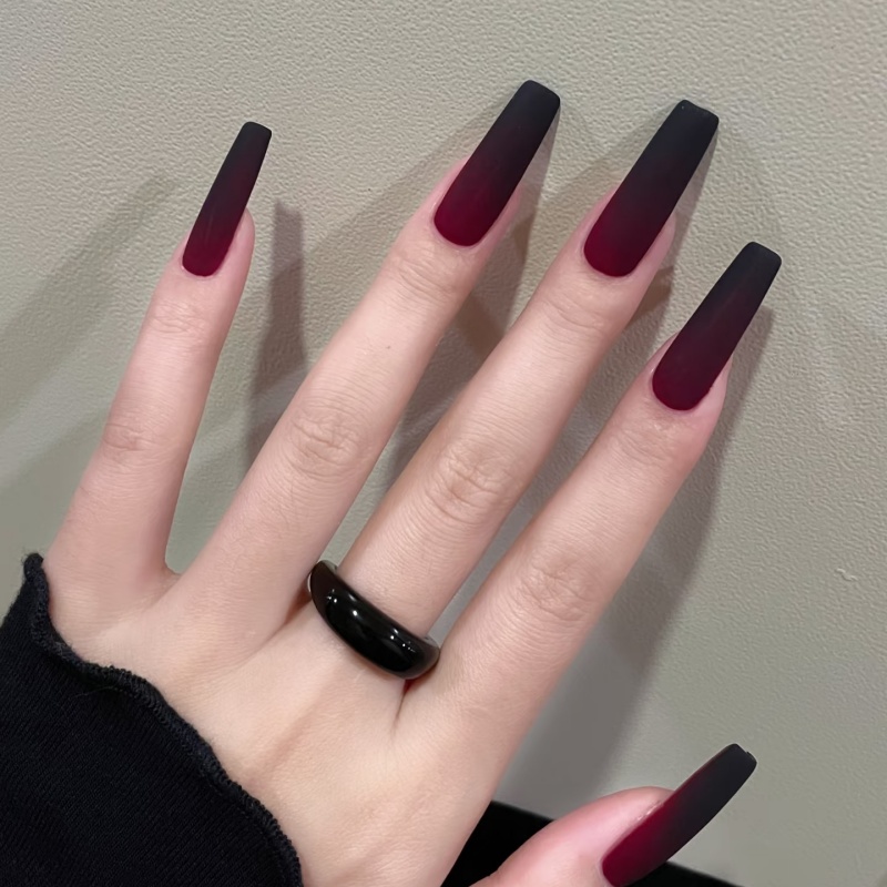 matte-black-red-gradient-nail-art