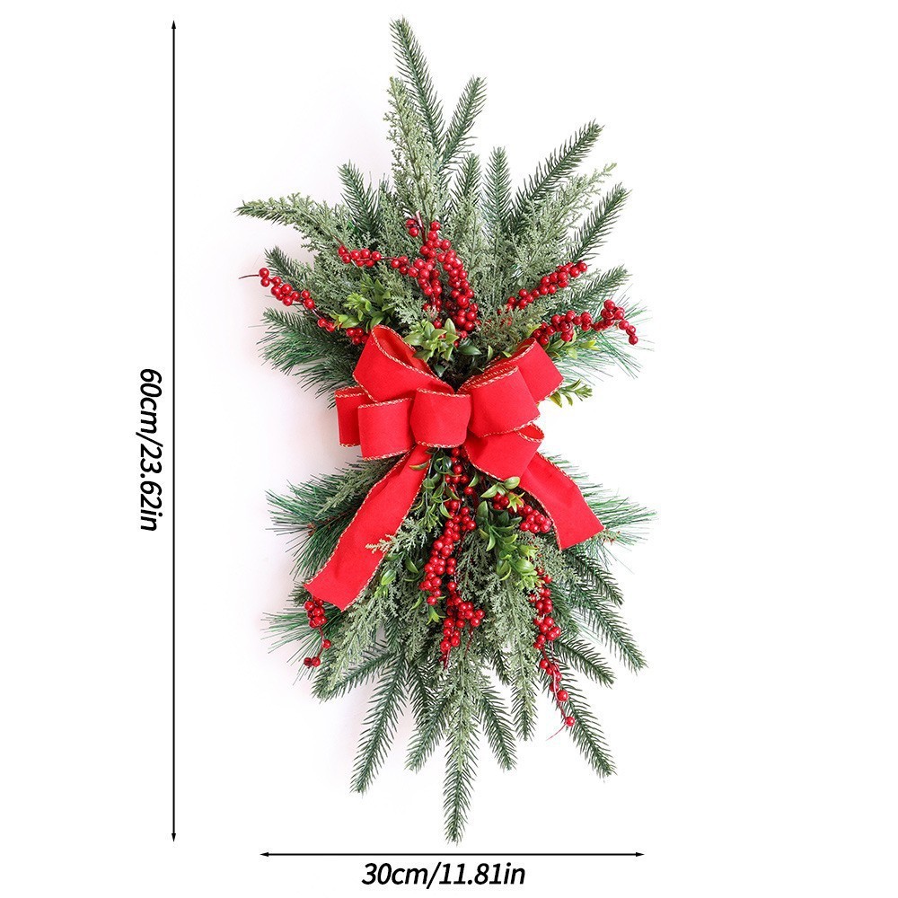 christmas-faux-pine-garland-hanging-door-decoration